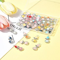 40Pcs 8 Colors Angel Glass Pendants. with Alloy Findings&nbsp;PALLOY-FS00027