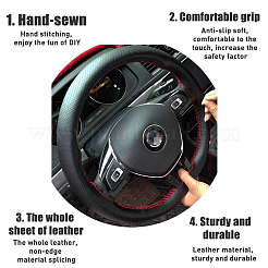 Microfiber Leather & Nylon DIY Hand Sewing Steering Wheel Cover&nbsp;FIND-FH0006-64B