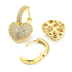 Cubic Zirconia Heart Dangle Hoop Earring&nbsp;EJEW-A026-05G