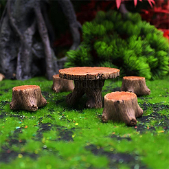 1Set 5Pcs Resin Stump Tables & Chairs Display Decorations&nbsp;DJEW-SP0001-25