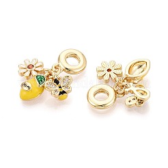 Brass Micro Pave Clear Cubic Zirconia and Enamel European Dangle Charms&nbsp;KK-T079-83G