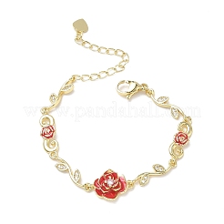 Brass Micro Pave Clear Cubic Zirconia Link Chain Bracelets for Women&nbsp;BJEW-C156-05G