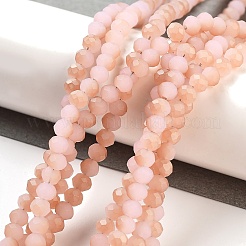 Half Rainbow Plated Faceted Rondelle Glass Bead Strands&nbsp;X-EGLA-L007-B05-4mm