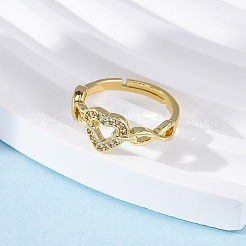 Adjustable Brass Micro Pave Clear Cubic Zirconia Rings for Women&nbsp;RJEW-U043-05G