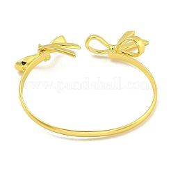 Rack Plating Bowknot Brass Cuff Bangles for Women&nbsp;BJEW-B106-25D-G