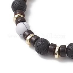 4Pcs 4 Styles Synthetic Howlite & Hematite Natural Lava Rock & Coconut Beads Stretch Bracelets&nbsp;BJEW-JB13448