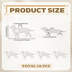16Pcs 304 Stainless Steel Puppy Silhouette Charms&nbsp;STAS-LP0003-21