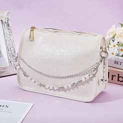 Aluminium Chains & Acrylic Beaded Double Layer Cross Purse Decorative Chains&nbsp;HJEW-NB00282