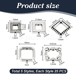 125Pcs 5 Styles Tibetan Style Alloy Bead Frame&nbsp;FIND-PH0026-71