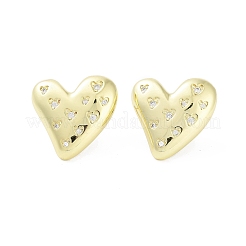 Heart Rack Plating Brass Micro Pave Cubic Zirconia Studs Earrings for Women&nbsp;EJEW-B047-01G
