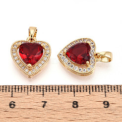 Brass Pave Cubic Zirconia Pendants&nbsp;KK-CJC0015-20G-04