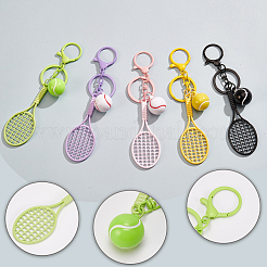 7Pcs 7 Colors Tennis with Tennis Rackets Alloy Keychians&nbsp;KEYC-SP0001-60