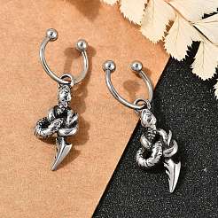 Snake 316 Surgical Stainless Steel Dangle Half Hoop Earrings for Women&nbsp;EJEW-G416-50AS