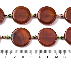 Natural Striped Agate/Banded Agate Coin Beads Strands&nbsp;G-NH0040-01C