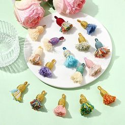 16Pcs 16 Colors Cotton Tassel Pendants&nbsp;FIND-YW0010-28