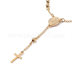 Rosary Bead Bracelets with Cross&nbsp;LS-BJEW-E282-02G