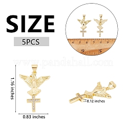5Pcs Brass Micro Pave Clear Cubic Zirconia Pendants&nbsp;ZIRC-SZ0003-21