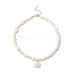Natural Clam Shell Pendant Necklaces&nbsp;NJEW-JN05241