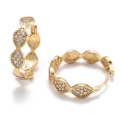 Brass Micro Clear Pave Cubic Zirconia Huggie Hoop Earrings&nbsp;EJEW-F264-21