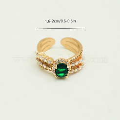 Brass Micro Pave Cubic Zirconia Cuff Open Rings for Women&nbsp;UQ0886