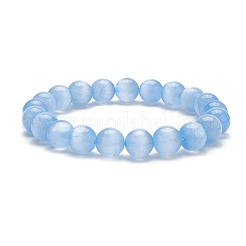 Dyed Natural Selenite Round Beaded Stretch Bracelet&nbsp;BJEW-JB09414