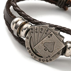 PU Imitation Leather Cord Triple Layer Multi-strand Bracelets&nbsp;BJEW-P329-03B-AS