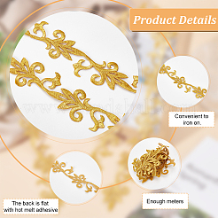 1M Iron on/Sew on Embroidery Floral Polyester Hollow Lace Ribbons&nbsp;OCOR-WH0085-51B