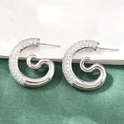 Brass Micro Pave Cubic Zirconia Stud Earrings&nbsp;EJEW-G471-50P