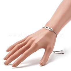 Tarnish Resistant Infinity Symbol Charm Adjustable Slider Bracelet for Men Women&nbsp;BJEW-JB06688-02