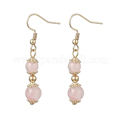 Natural Rose Quartz Round Dangle Earrings&nbsp;EJEW-JE06822-02