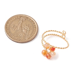 Flower Natural Carnelian Adjustable Rings&nbsp;RJEW-TA00126-01