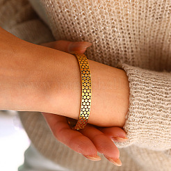 304 Stainless Steel Hollow Honeycomb Hinged Cuff Bangles for Women&nbsp;WG2AC81-01