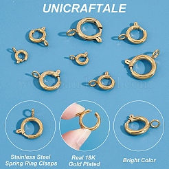 8Pcs 4 Styles 201 Stainless Steel Spring Ring Clasps&nbsp;STAS-UN0045-10