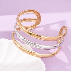 29.5MM Duo Tone 304 Stainless Steel 3-Line Hollow Open Cuff Bangles&nbsp;SA-CBA725A-09GP