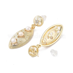 Natural Pearl Dangle Stud Earrings&nbsp;EJEW-P256-21G