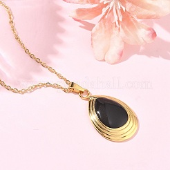 304 Stainless Steel Enamel Teardrop Stud Earrings & Pendant Necklaces Sets for Women&nbsp;SA-CBA46AF-21G