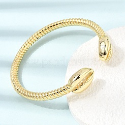 Ocean Brass Shell Shape Open Cuff Bangles for Women&nbsp;KK-CBAF3A5-09G