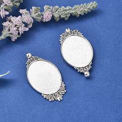 Vintage Tibetan Style Alloy Carved Rose Large Pendant Cabochon Settings&nbsp;TIBEP-N003-28AS