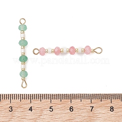 8Pcs 8 Colors Dyed Natural Malaysia Jade Faceted Rondelle & Handmade Glass Seed Beaded Connector Charms&nbsp;PALLOY-MZ01318