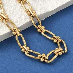 Ion Plating(IP) 304 Stainless Steel Textured Oval Link Chain Bracelets for Women&nbsp;BJEW-B092-08G-02