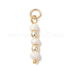 Natural Cultured Freshwater Pearl Potato with Round Electroplate Synthetic Non-magnetic Hematite Pendants&nbsp;PALLOY-JF04853-02