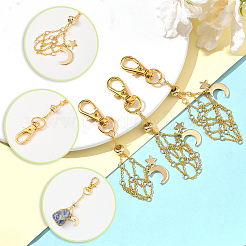 6Pcs 3 Styles Moon Alloy Swivel Lobster Claw Clasps & Brass Cable Chains&nbsp;AJEW-SC0003-98G