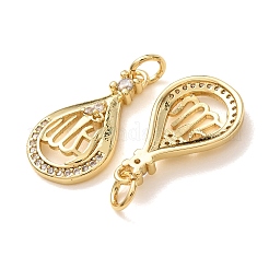 Brass Micro Pave Clear Cubic Zirconia Pendants&nbsp;CU-CBA2907-05B-G