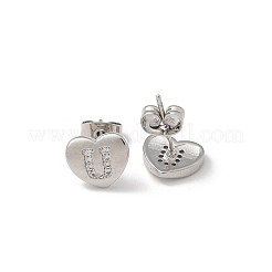 Rack Plating Brass Micro Pave Clear Cubic Zirconia Stud Earrings&nbsp;EJEW-K299-01P-U