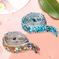 2 Styles Resin Rhinestone Beaded Trim&nbsp;DIY-CY0002-11B