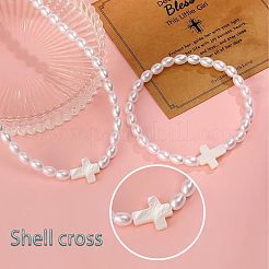Plastic Imitation Pearl Oval Beads Bracelets & Necklaces Sets&nbsp;FS-WG9F44C-02
