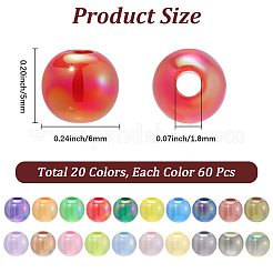 1200Pcs 20 Colors Transparent Acrylic Beads&nbsp;MACR-PA0001-07A