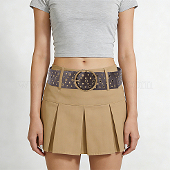 Antique Bronze Alloy Rivets PU Leather Wide Waist Belts&nbsp;AJEW-WH20098-074B-02