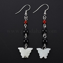 Butterfly Natural New Jade Dangle Earrings for Girl Women&nbsp;EJEW-S212-001