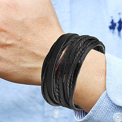 1Pc Cowhide Leather Cord Multi-strand Bracelets&nbsp;BJEW-CL0001-48B